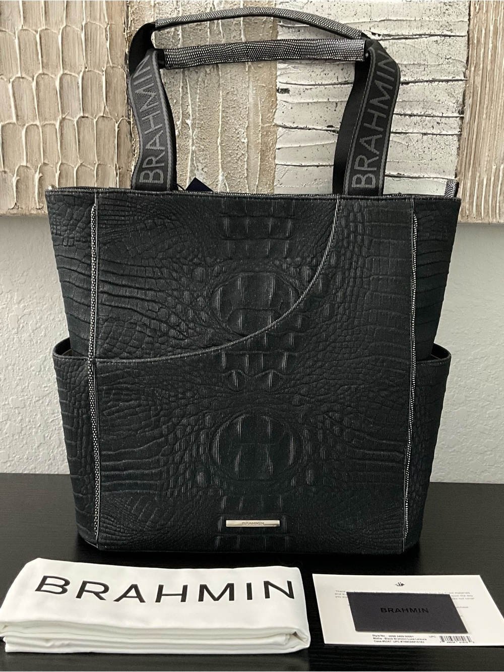 Brahmin BLACK BRAHMIN LUXE LEISURE TOTE BAG W/3 EYES